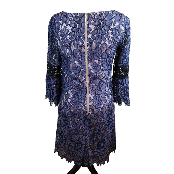 Eliza J Womens Lace Tulip Cocktail Dress Size 6 Grey/Purple Fit Flare Whimsigoth - Picture 3 of 16